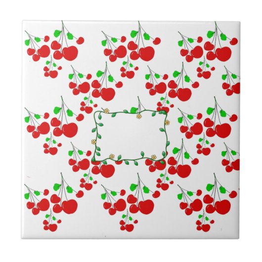 カスタマイズ可能な赤さくらんぼパターンアクセサリーLeahG タイル (正面)
