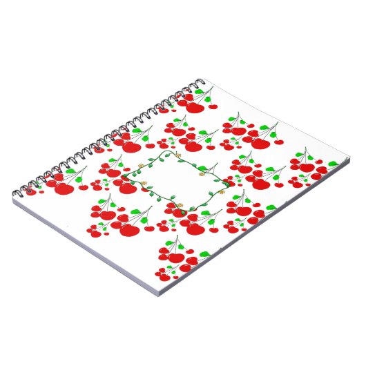 カスタマイズ可能な赤さくらんぼパターンアクセサリーLeahG ノートブック (左側)