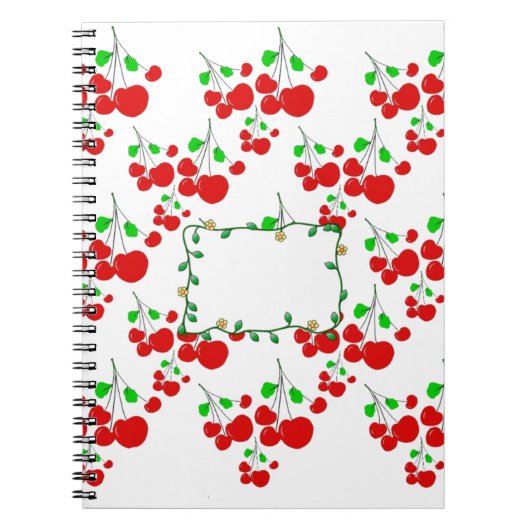カスタマイズ可能な赤さくらんぼパターンアクセサリーLeahG ノートブック (正面)