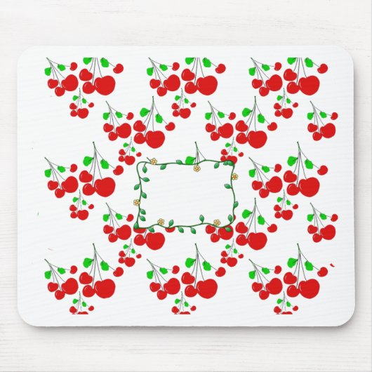 カスタマイズ可能な赤さくらんぼパターンアクセサリーLeahG マウスパッド (正面)