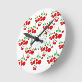 カスタマイズ可能な赤さくらんぼパターンアクセサリーLeahG ラウンド壁時計 (傾斜)