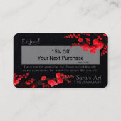 カスタマイズ可能な赤さくらんぼ花咲ギフトカード 名刺 (裏面)