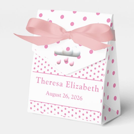 カスタマイズ可能な赤ちゃんシャワーの女の子 フェイバーボックス (正面サイド)