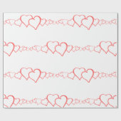 カスタマイズ可能な赤と白のハートの包装紙 ラッピングペーパー (フラット)