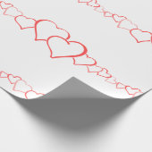 カスタマイズ可能な赤と白のハートの包装紙 ラッピングペーパー (角)