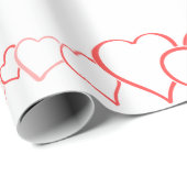 カスタマイズ可能な赤と白のハートの包装紙 ラッピングペーパー (ロールコーナー)