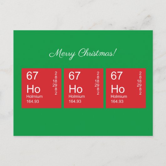 カスタマイズ可能な赤と緑のHo Ho Ho周期表 ポストカード (正面)