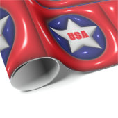 カスタマイズ可能な赤と青の星USA ラッピングペーパー (ロールコーナー)