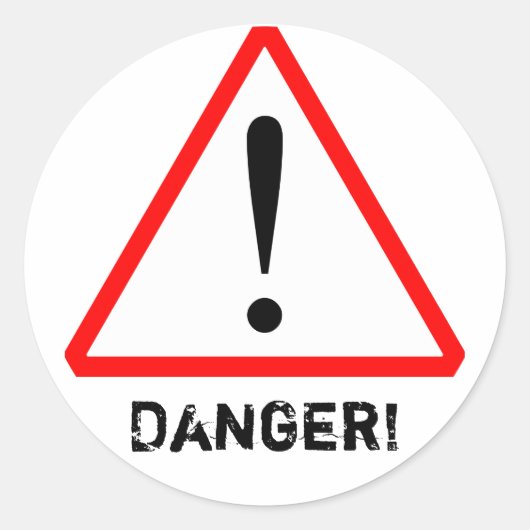 カスタマイズ可能な赤と黒警告のシンボルステッカー ラウンドシール (正面)