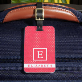 カスタマイズ可能な赤みを帯びたピンクの白水玉模様 ラゲッジタグ