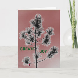 カスタマイズ可能な赤オーナメントクリスマスツリー シーズンカード