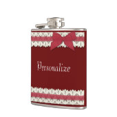 カスタマイズ可能な赤レースリボンの弓フラスコ フラスク (左)