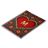 カスタマイズ可能な赤ヴィンテージハートモノグラムノートブック ノートブック (左側)