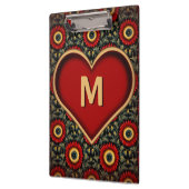 カスタマイズ可能な赤ヴィンテージモノグラムハートクリップボード クリップボード (左)