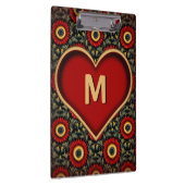 カスタマイズ可能な赤ヴィンテージモノグラムハートクリップボード クリップボード (右)