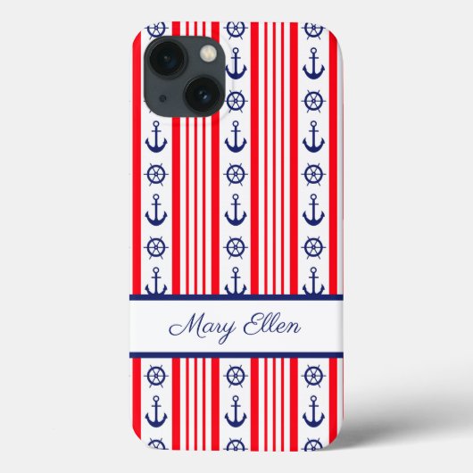 カスタマイズ可能な赤白青の航海用アンカー Case-Mate iPhoneケース (裏面)