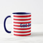 カスタマイズ可能な赤白青「God Bless America」 マグカップ (左)