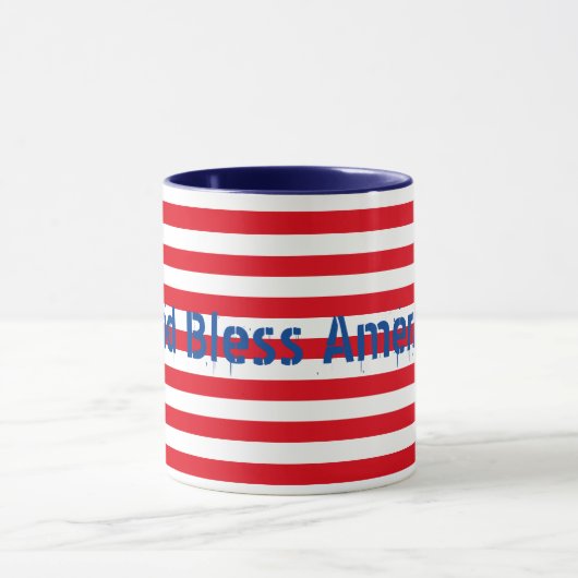 カスタマイズ可能な赤白青「God Bless America」 マグカップ (中央)