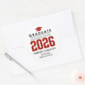 カスタマイズ可能な赤色の2026年卒業ステッカー ラウンドシール (封筒)