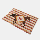 カスタマイズ可能な赤+茶色のシェブロン秋の馬 ドアマット (アングル)