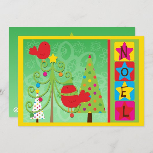 カスタマイズ可能な赤（鳥）ショウジョウコウカンチョウノールホリデーカード シーズンカード (正面/裏面)