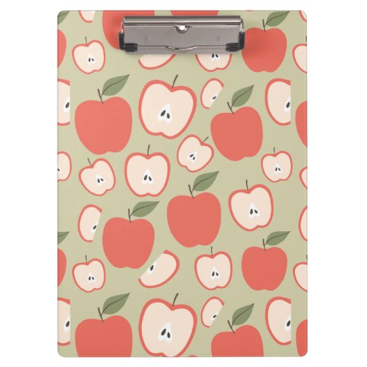 カスタマイズ可能な赤Appleシームレスパターン クリップボード (正面)