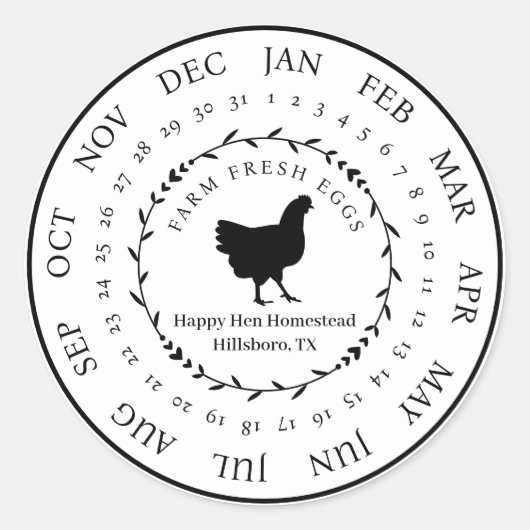 カスタマイズ可能な農場生卵カートンのレイアウト日 ラウンドシール (正面)