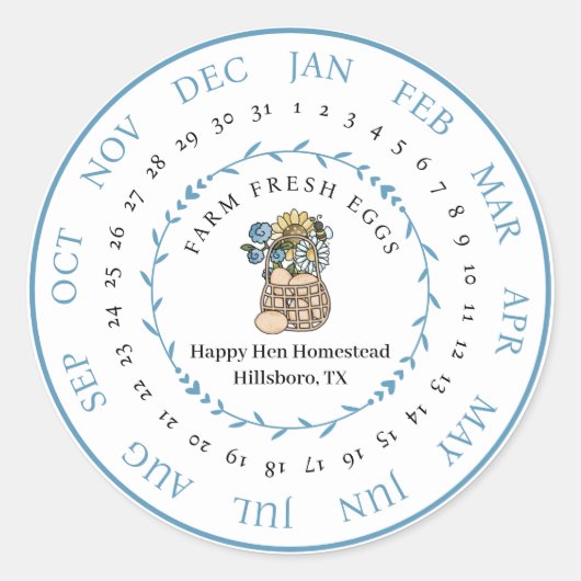 カスタマイズ可能な農場生卵カートンのレイアウト日 ラウンドシール (正面)