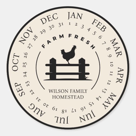 カスタマイズ可能な農場生卵カートン小規模企業 ラウンドシール (正面)