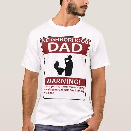 カスタマイズ可能な近隣パパ警告ズグリルレッド Tシャツ (正面)