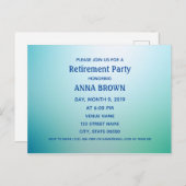 カスタマイズ可能な退職の招待の青の勾配 ポストカード (正面/裏面)