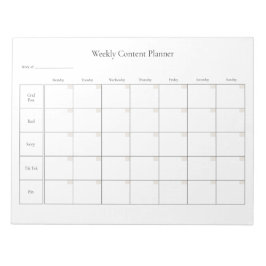 カスタマイズ可能な週次ソーシャルメディアコンテンツプランナー ノートパッド