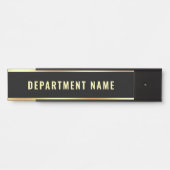カスタマイズ可能な部門名テンプレートブラック金ゴールド サインプレート (正面)
