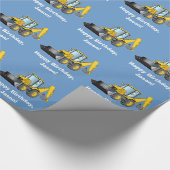 カスタマイズ可能な重い装置のバックホウの誕生日の名前 ラッピングペーパー (角)