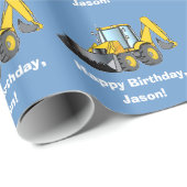 カスタマイズ可能な重い装置のバックホウの誕生日の名前 ラッピングペーパー (ロールコーナー)