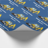 カスタマイズ可能な重い装置のバックホウの誕生日の名前 ラッピングペーパー (角)