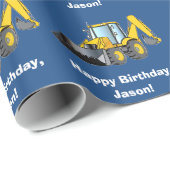 カスタマイズ可能な重い装置のバックホウの誕生日の名前 ラッピングペーパー (ロールコーナー)