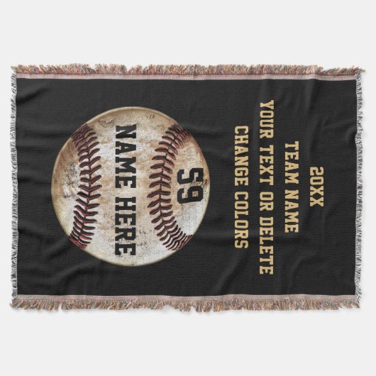 カスタマイズ可能な野球シニアナイトギフトアイディア スローブランケット (正面)