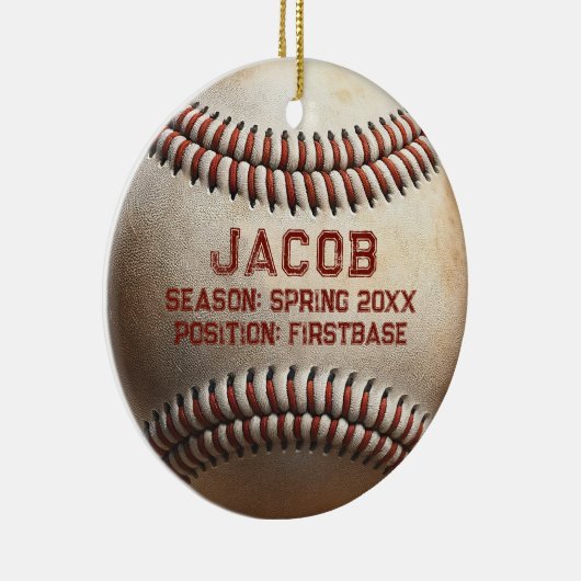 カスタマイズ可能な野球選手の名前キッズクリスマス セラミックオーナメント (右)