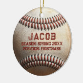 カスタマイズ可能な野球選手の名前キッズクリスマス セラミックオーナメント (左)