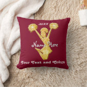 カスタマイズ可能な金ゴールドおよびあずき色のチアリーダーのギフト クッション (ブランケット)