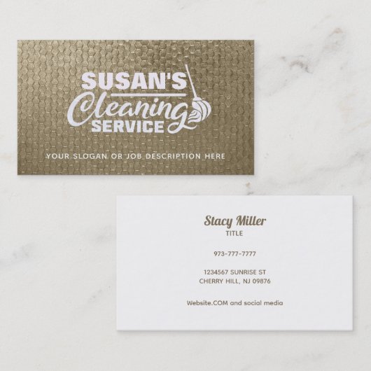 カスタマイズ可能な金ゴールドおよび白いクリーニングの名刺 名刺 (正面/裏面)