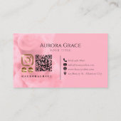 カスタマイズ可能な金ゴールドとピンクモノグラムの名刺 名刺 (裏面)