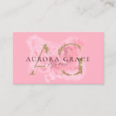 カスタマイズ可能な金ゴールドとピンクモノグラムの名刺 名刺 (正面)