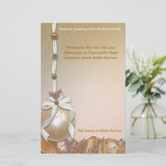 カスタマイズ可能な金ゴールドのオーナメントの文房具 便箋 (スタンド正面)