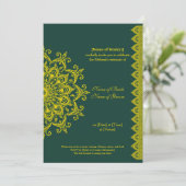 カスタマイズ可能な金ゴールドエメラルドメフェンディヘナインディアン 招待状 (スタンド正面)