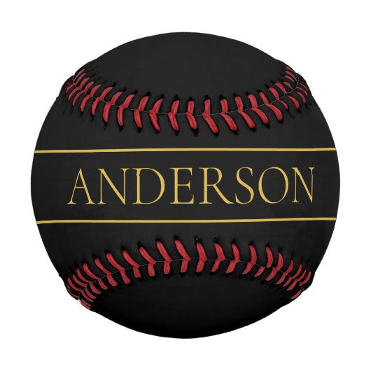 カスタマイズ可能な金ゴールド文字とライン 野球ボール (正面)