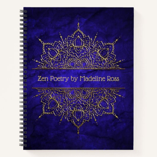カスタマイズ可能な金ゴールド曼荼羅詩集 ノートブック (正面)