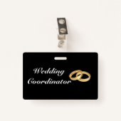 カスタマイズ可能な金ゴールド結婚リングや輪のコーディネーターバッジ バッジ (正面クリップ)