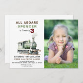 カスタマイズ可能な鉄道をテーマにした誕生日写真招待状 招待状 (正面/裏面)